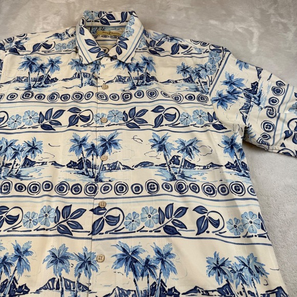 Tommy Bahama Silk Shirt XL Tropical Palm Tree Island Vacation Button Down‎ - Picture 2 of 6
